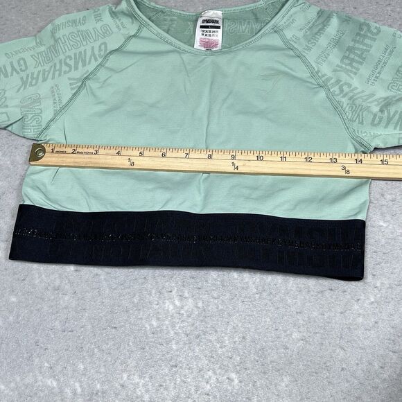 Gymshark Vision Long Sleeve Crop Top Large Green Lightweight Seamless Thumbhole - Picture 6 of 11